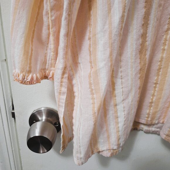 Erica Brooke Coral Beaded Medallion Striped Long Sleeve Top Size 26 - Picture 7 of 13